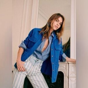 Sezane Vibrant Blue Jean Jacket